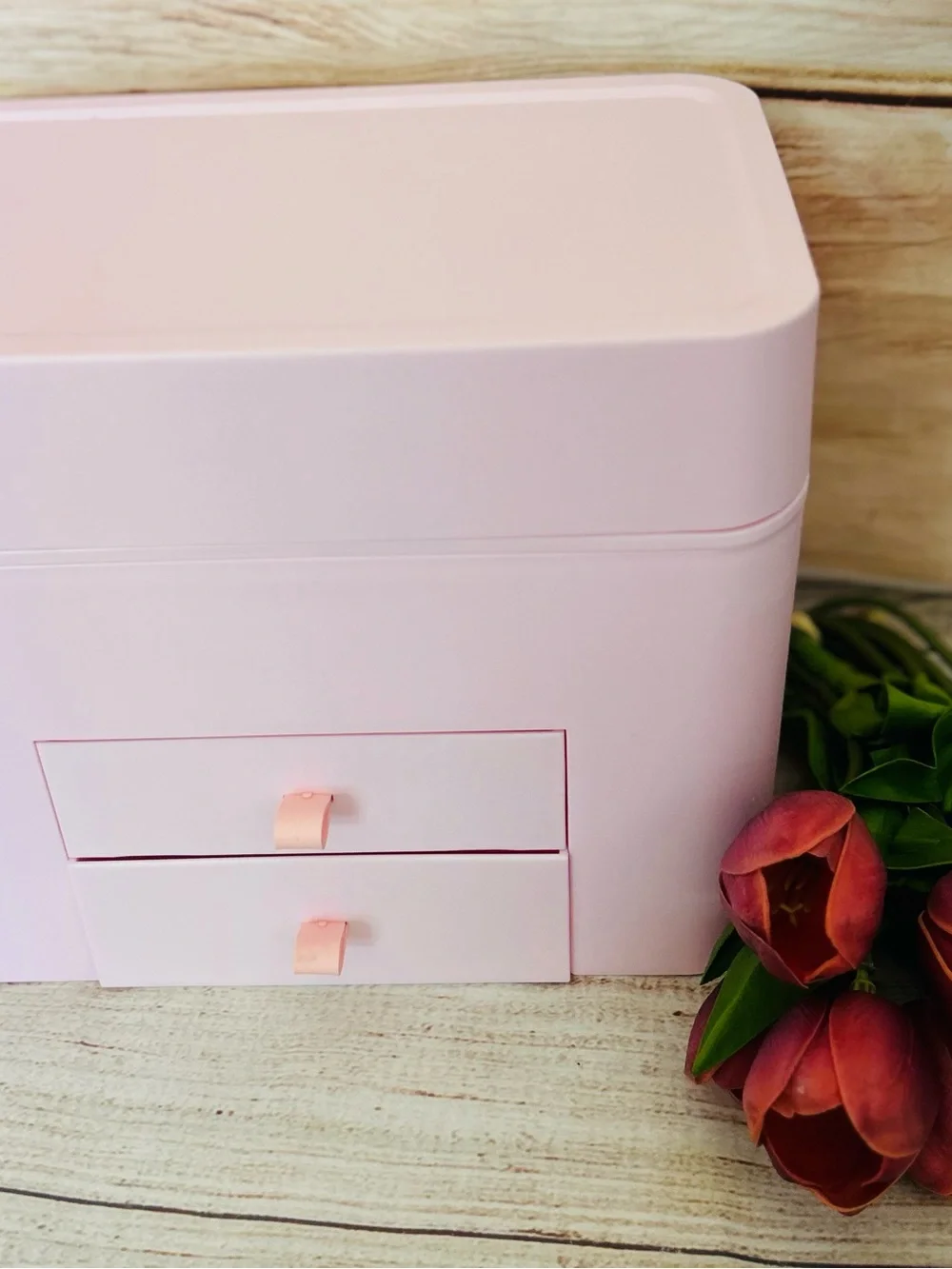 Light Pink Portable Makeup Cosmetic Storage Box NEW